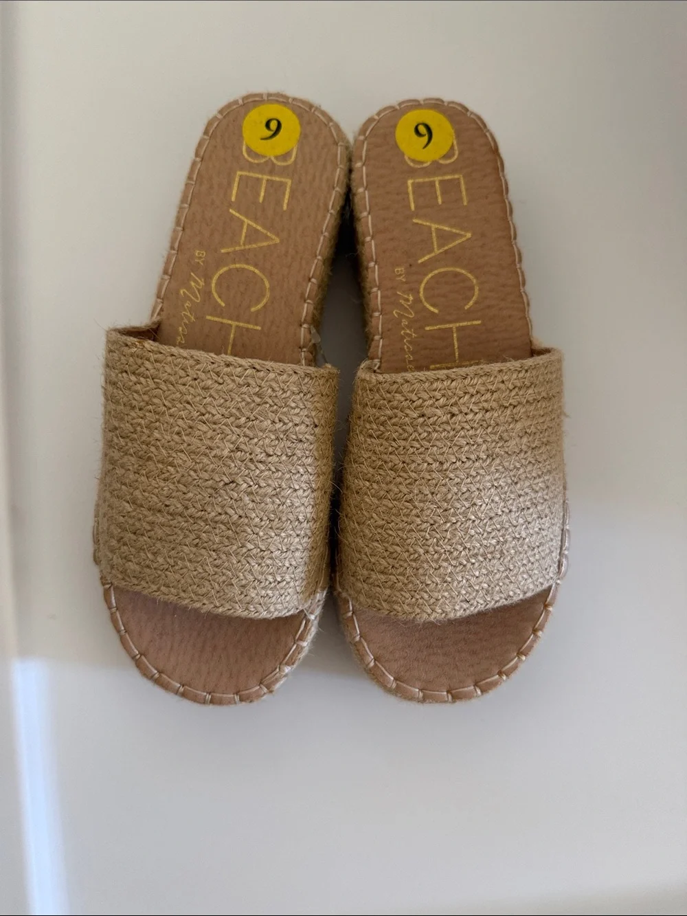 PEACH by Noodles Women's Tan Woven Slide Platform Sandals